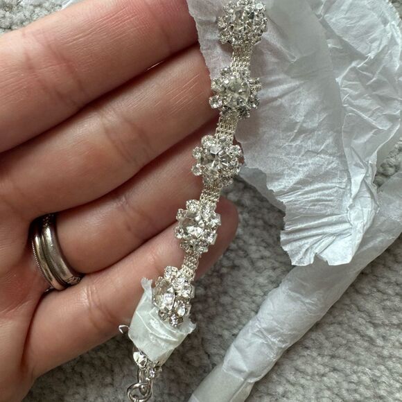 NWT RETROFETE Evalina Dress Whitesatin bridal mini with rhinestone straps. Sz M - Picture 10 of 16